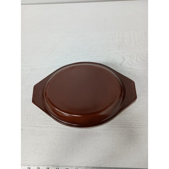 Vintage 1970s Pyrex Old Orchard Brown Oval Casserole Dish With Lid 1 1/2 Qt - Picture 5 of 11